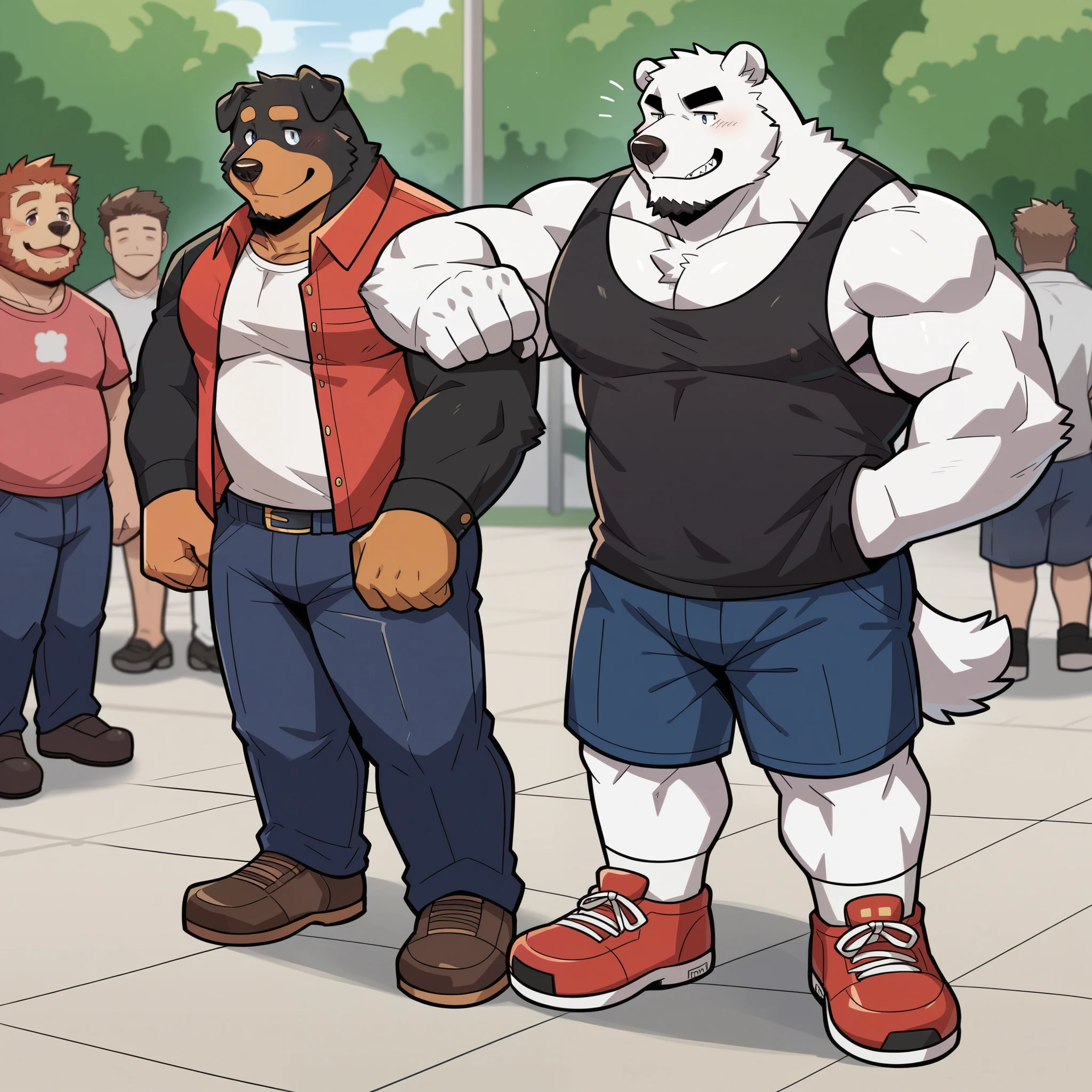 masterpiece, best quality, 8k resolution, Very detailed, hairy,(((polar bear)),(((Mature))),(((beard))),(((Strong))),(((White hair all over body))),(((portrait))),(((White hair))),(((Roadside))),For the audience,(((Purple gel coat))),(((Tight rubber suit))),Highest quality scene,Solitary,solitary,(((whole body))),(((Bare teeth))),(((Hands behind your back))),(((With eyes closed))),(((Standing with legs apart))),(((Laughing))),((Fat-enclosed muscle)),(((Round face))),(((alone))),(((Strong body))),(((Hip bulge))),(((huge))),(((Super hero))),(((Long legs))),(((Face-to-face)))