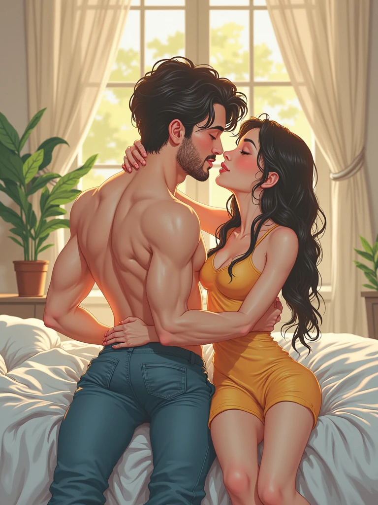 1girl, massage, male hands, on stomach, 1boy,  towel, lotion, blonde Girl is laying on stomach, massage, (man on top), 
(girl from below), ((hetero:1.5)),

grabbing another's ass, perfect hands, perfect hand,

massage couch, a male doing a massage, 
 girl [Nordic] Hourglass body, perfect Olive skin, Profile Angle,girl Oval Face,girl bare broad shoulders and Sagittal Plane Curves and blades shoulders,girl spinal line and long slim arms, Rounded Jawline,girl snub Nose and High Round Narrow Cheekbone and Dimpled Cheek,girl Monolid (blue Eye) type,(((girl Short blonde Waves pixie hair))),girl Attached Pointed ear and shoulder blades, girl Hourglass-shaped hips and round ass,girl back dimples, (girl blue eyes), 

Man Italian Rectangle faces, man Attached Cupped Ears and Low Forehead,(man black short combed back hair),man Fleshy nose and Bold Tapered black Eyebrows, (man brown Upturned eyes),man Designer Stubble black whiskers and triangular black hair beard,

graphic style of novel comics, perfect hands, 2d,
8k, hyperrealism, masterpiece, high resolution, best quality, ultra-detailed, super realistic, Hyperrealistic art, high-quality, ultra high res, highest detailed, lot of details, Extremely high-resolution details, incredibly lifelike, colourful, soft cinematic light,