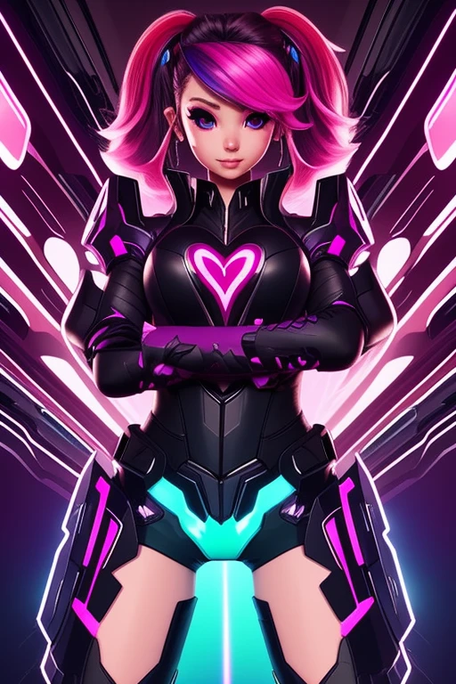 Jinx, NeonLights, WeaponOfLove, HeartShapedRocketLauncher, ChaoticEnergy, RomanticChaos, PlayfulIntensity, ElectricVibes, PurpleAndPink, NeonAlley, MischievousGrin, RomanticAura, DangerousLove, WildBlueHair, PulsatingLights