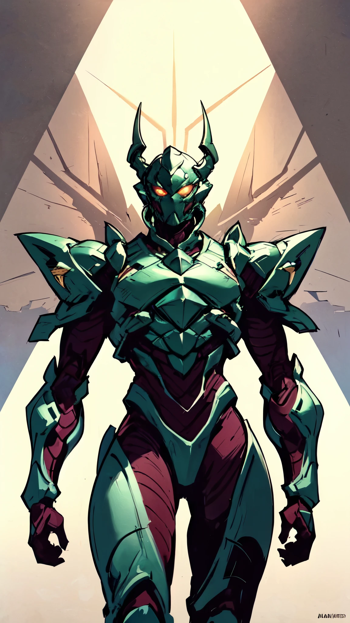 (masterpiece:1.5, best quality:1.5, extremely delicate:1.5), ((male:1.5)), a man wearing a full-face helmet, green eyes, fantasy-style high-tech biomimetic armored combat suit, (a composite layered chest armor), the design balances heavy with agility, fully enclosed shoulder guards, matching arm and leg guards, a belt of gemstone, (the color scheme is primarily Scarlet with White and Green accents, Organic Biotech, Concept Inspired by Demon Dragon, glowing eyes, armor glows, stand of a futuristic sci-fi city), this character embodies a finely crafted fantasy-style armored hero in anime style, exquisite and mature art style, metallic, high definition, highres, ultra-detailed, ultra-fine painting, professional, perfect body proportions, golden ratio, anatomically correct, symmetrical face, extremely detailed eyes and face, high quality eyes, creativity, RAW photo, UHD, 32k, Natural light, cinematic lighting, masterpiece-anatomy-perfect
