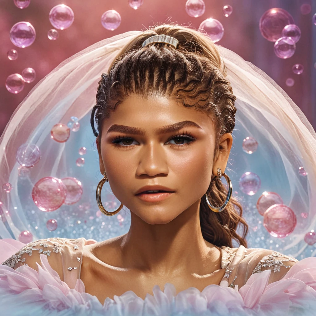 (zendaya:.4), (32k:1.5, Highest quality, masterpiece, Ultra-high resolution), Professional camera work:1.6, Highly detailed skin and face textures:1.3, Captivating portrait:1.2, Very accurate, Very detailed, 1 adult female, ((action pose:1.4)) Incredibly slim body, sense of loss, Sadness, Expressions of sadness,  Small face, ((long blond hair:1.3)), 