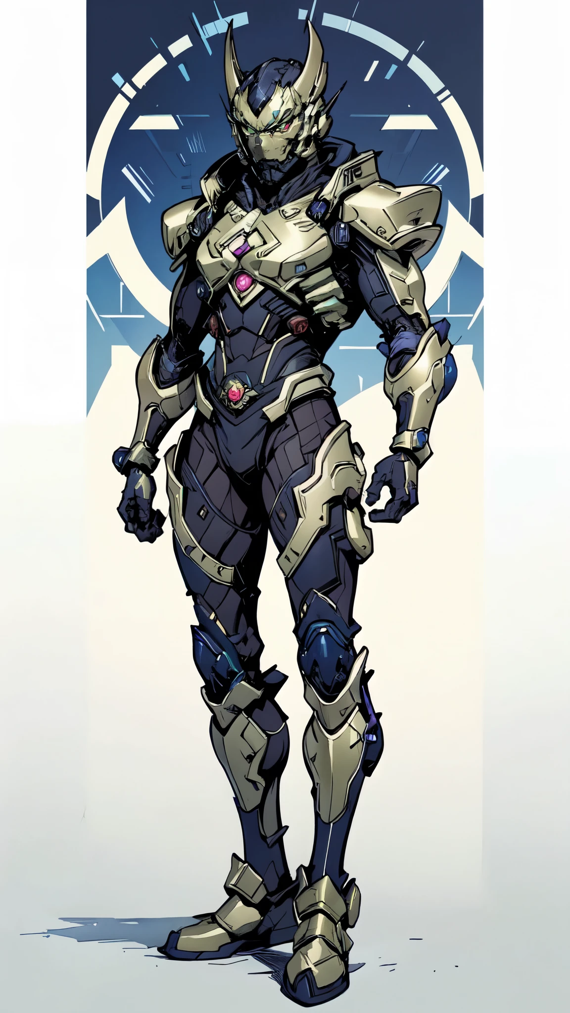 (masterpiece:1.5, best quality:1.5, extremely delicate:1.5), ((male:1.5)), a man wearing a full-face helmet, green eyes, fantasy-style high-tech biomimetic armored combat suit, (a composite layered chest armor), the design balances heavy with agility, fully enclosed shoulder guards, matching arm and leg guards, a belt of gemstone, (the color scheme is primarily Indigo with Silver accents, Organic Biotech, Concept Inspired by Superman, glowing eyes, armor glows, stand of a futuristic sci-fi city), this character embodies a finely crafted fantasy-style armored hero in anime style, exquisite and mature art style, metallic, high definition, highres, ultra-detailed, ultra-fine painting, professional, perfect body proportions, golden ratio, anatomically correct, symmetrical face, extremely detailed eyes and face, high quality eyes, creativity, RAW photo, UHD, 32k, Natural light, cinematic lighting, masterpiece-anatomy-perfect