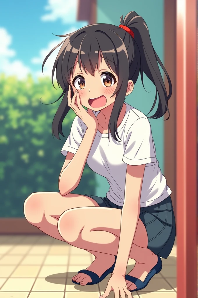 Young girl shows anus masterpiece anime squats
