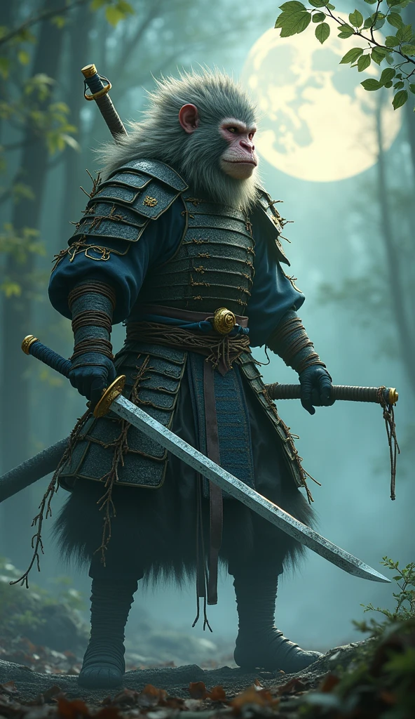 Asian white dragon, red tattoo, male, all body, realistic, (only open kimono, only Blindfolded with white cloth, only fundoshi, )elderly, smile, japanese forest, dark forest, spooky atmosphere,