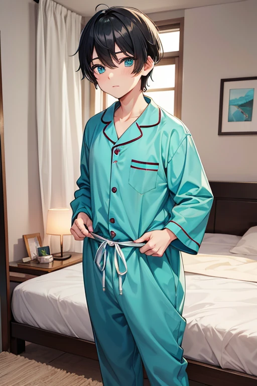 (score_9,score_8_up,score_7_up,score_6_up,score_5_up,score_4_up), best quality, best lighting, high-definition background, 1 boy is 16 yo, muscled, wear pajamas, midnight, seeking some foods in fridge, not quite awake