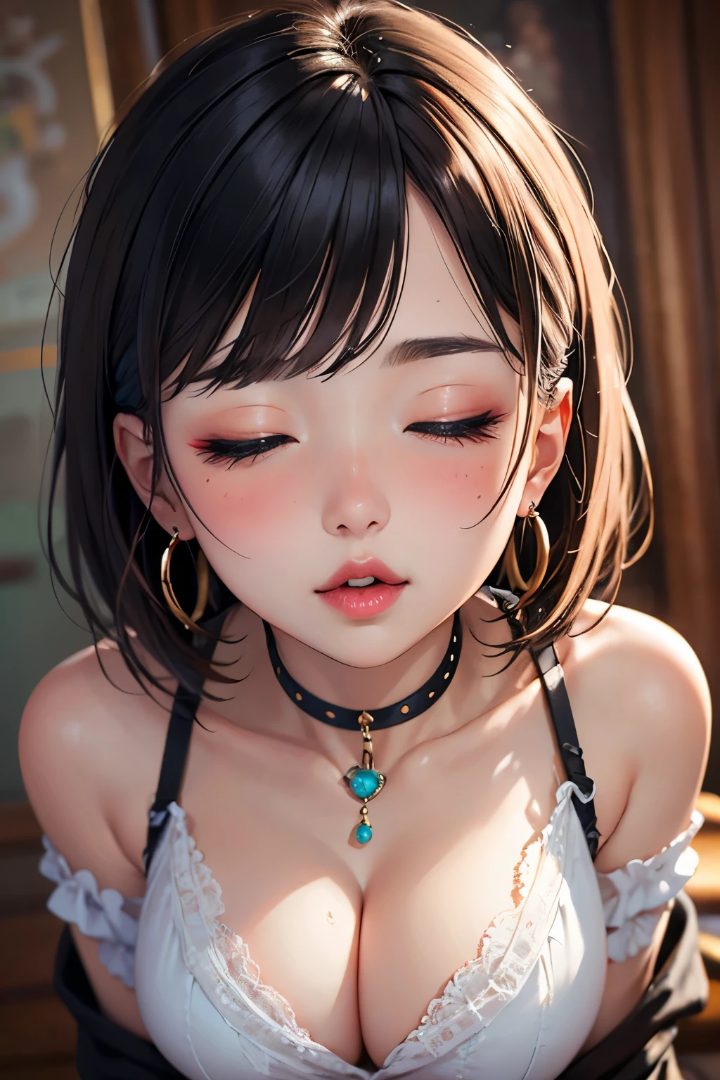 (masterpiece,Highest Resolution,4K High Resolution,Crisp image quality,Ultra HD,Detailed Hair)(Shooting up close)cute)(Intense deepfellatio pov:1.2)(realisticchild:1.2)Upper Body,