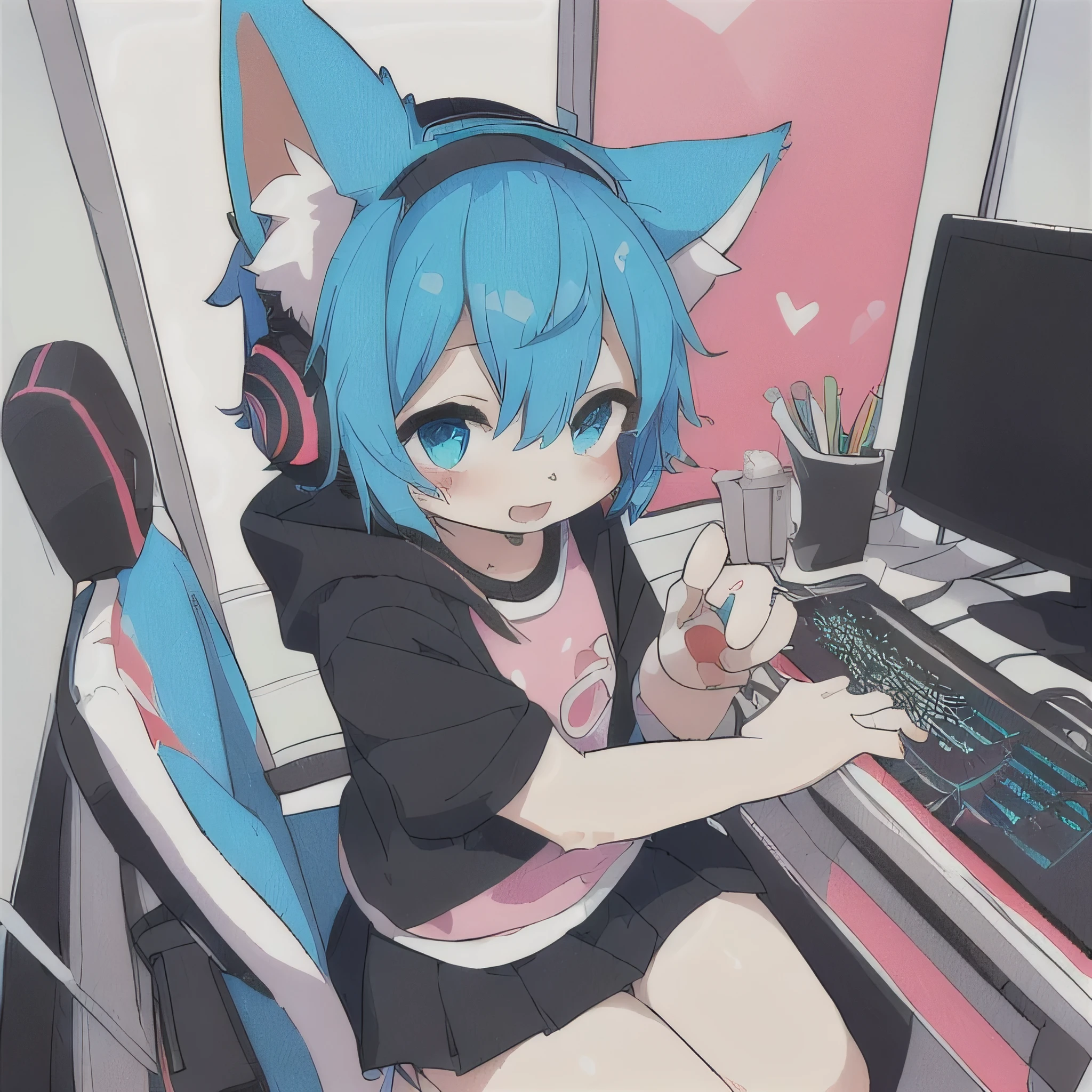 A psycho and Yandere femboy with a knife in his hand with blood, blood stained, clothes with blood, psychopath, crazy, face with dementia, anime style, cute, knife, anime yandere style, anime character with white headphones and blue hair sitting on a table, anime catgirl, femboy, catbot, cute anime catgirl, anime girl with cat ears, anime artstyle, beautiful anime catgirl, anime style 4 k, anime cat, mikudayo, girl with cat ears, chibi neko, anime vibes, retro vibes, vivid image colors, wearing cat ear headphones, anime aesthetic, hatsune miku short hair, anime ears, Furry, nekoboy, femboy, boy, chibi, blue hair, retro space, blue jacket, cute, kawaii, listen music, boy, with black skirt, white bluse, blue jacket, happy, cute eyes, Black skirt, big thighs, legs, music, musical studio, studio, musical background, music studio, Black skirt, headphones, black tights, blue and white sweatshirt, white t-shirt, adorable nervous face, music producer, neko, teenpsycho and Yandere femboy with a knife in his hand with blood, blood stained, clothes with blood, psychopath, crazy, face with dementia, anime style, cute, knife, anime yandere style, sexy femboy, hot catboy