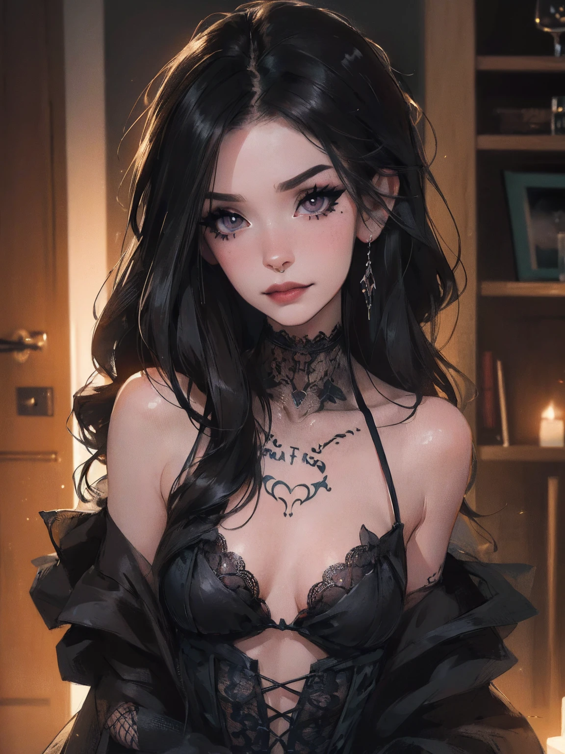 A closeup of a woman in a black top and a black bra, estilo de arte de charlie bowater, Estilo Charlie Bowater, retrato de vampiro, arte do personagem charlie bowater, Alena Aenami e Artgerm, Neoartcore e Charlie Bowater, Charlie Bowater cores ricas e profundas, lazy art style, Artgerm e Tom Bagshawum close de uma mulher com longos cabelos pretos e um colar, amoranto, Bela Delfina, mais conhecido como amoranto, Kailee Mandel, cabelo preto e olhos grandes, profile picture with headshot, jovem linda amoranto, pale and glowing skin, retrato de alta qualidade, com cabelos longos e olhos penetrantes, skin pale as ivory, Sydney Hanson mode white skin tone close-up portrait cartoon style GTA style digital illustration of a woman in a black dress and black hair, linda rainha vampira, linda rainha feminina vampira, gothic maiden, very beautiful gothic top model, beautiful vampira feminina, goth girl, goth girl, gothic maiden of the dark, Gothic style, gothic woman, gothic clothes, gothic outfit, moda vampiro, vampira feminina, wearing a gothic dress Close up of a woman with long hair and a sweater, cabelo castanho encaracolado, linda modelo, retrato de alta qualidade, medium portrait soft light, parece a jovem liv tyler, retrato colorido, linda mulher, cabelo loiro cacheado | d & d, beautiful portrait lighting, uma linda jovem, modelo muito lindo, Retrato de 50mm, medium to long brown curly hair, close-up of a person wearing tie and sweater;, Hermione Granger, inspirado em Hermione Hammond, hermione, Emma Watson as Hermione Granger, Ema!! watson!!, Emma Watson as harry potter, Emma Watson as driada, Emma Watson, portrait photo of Emma Watson, photo of Emma Watson, movie still of Emma Watson, with the face of Emma Watsona cartoon of a woman in a bikini and panties, CO Commission, commission for high resolution, realistic bikini, garota anime sedutora, nico robin, artgerm extremamente detalhado, fofosexyrobutts, Kate Bi