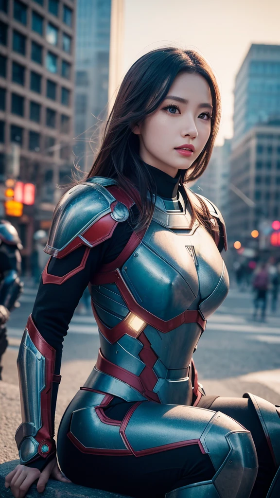 (1girl:1.3), solo, __body-parts__, official art, unified 8k wallpaper, super detailed, beautiful and aesthetic, beautiful, masterpiece, best quality, raw, masterpiece, super fine photo, best quality, super high resolution, photorealistic realism, sunlight, full-body portrait, amazing beauty, dynamic pose, delicate face, vibrant eyes, (from the front), she wears a futuristic Captain America jersey, blue color scheme, (holding a shield), A capital A on chest, very detailed abandoned warehouse background, detailed face, detailed complex busy background, messy, gorgeous, milky white, highly detailed skin, realistic skin details, visible pores, sharp focus, volumetric fog, 8k uhd, DSLR camera, high quality, film grain, fair skin, photo realism, lomography, huge metropolis in future dystopia, seen from below, translucent