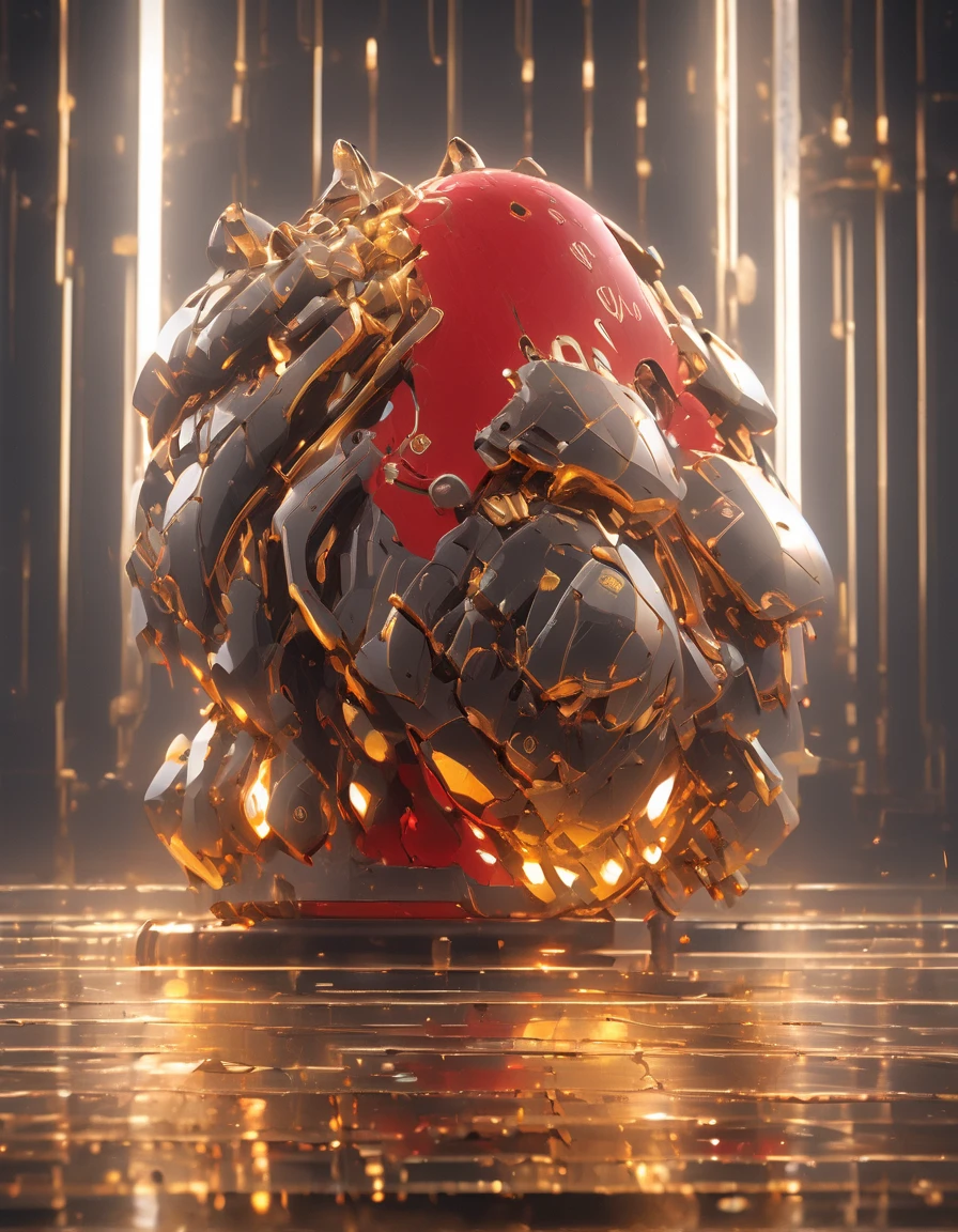 An abstract background of melting liquid with a metallic sheen, gold and grey colors, reflective studio light, Red + gold scifi mech suit, intricate detail, artstation, Japna Gundam, full body image, nreal Engine, DOF, Super-Resolution, Megapixel, Cinematic Lightning, Anti-Aliasing, FKAA, TXAA, RTX, SSAO, Post Processing, Post Production, Tone Mapping, CGI, VFX, SFX, Insanely detailed and intricate, Hyper maximalist, Volumetric, ultra photorealultra-detailed intricate details, Super detailed, Full color Volumetric lightning, Realistic, Hyper realistic, Photorealistic, Unreal Engine, 8K --ar 16:9 --niji 5