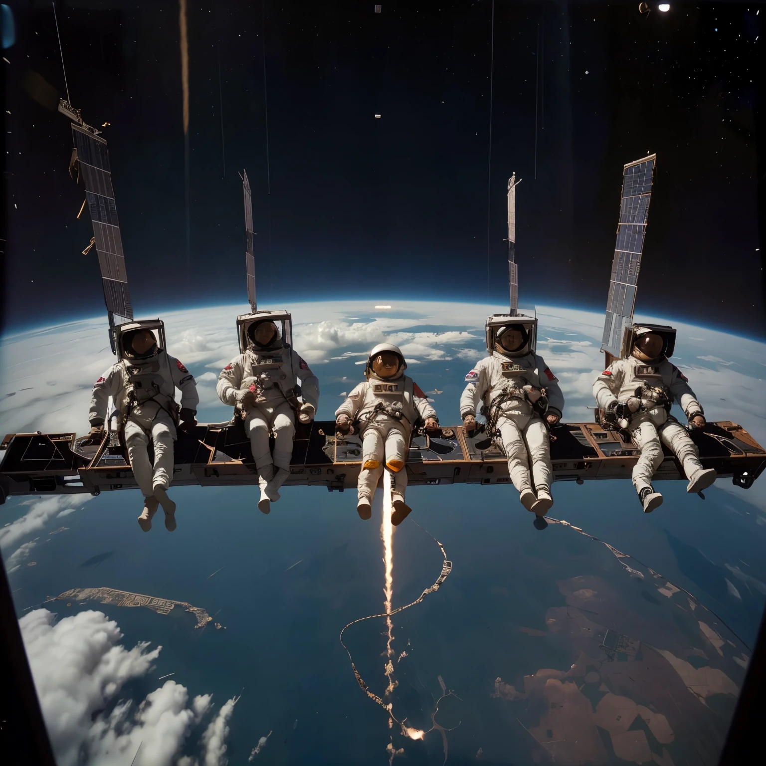 astronauts in a space station