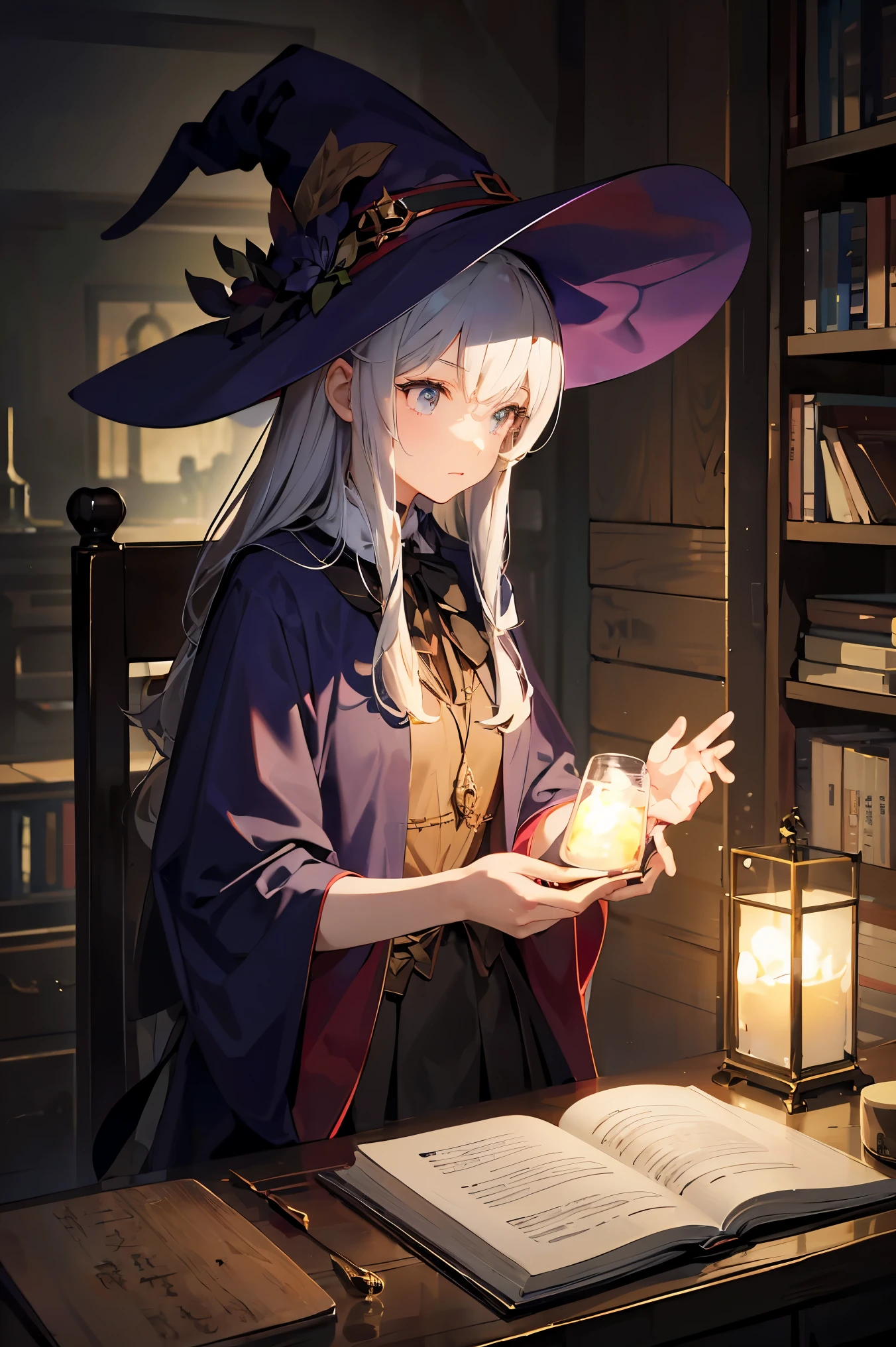 witch、Wizard's wand、 girl、The magic of light