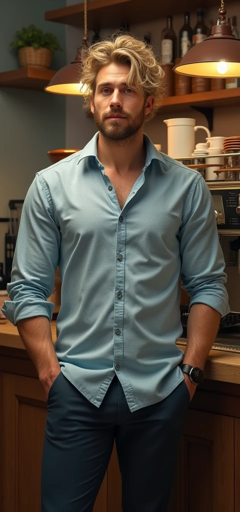 A sexy handsome indian man in a cafe, sitting and drinking coffee, homoerotic, handsome face, gorgeous hair, fashionable clothes , nsfw, homoerotic ,penis