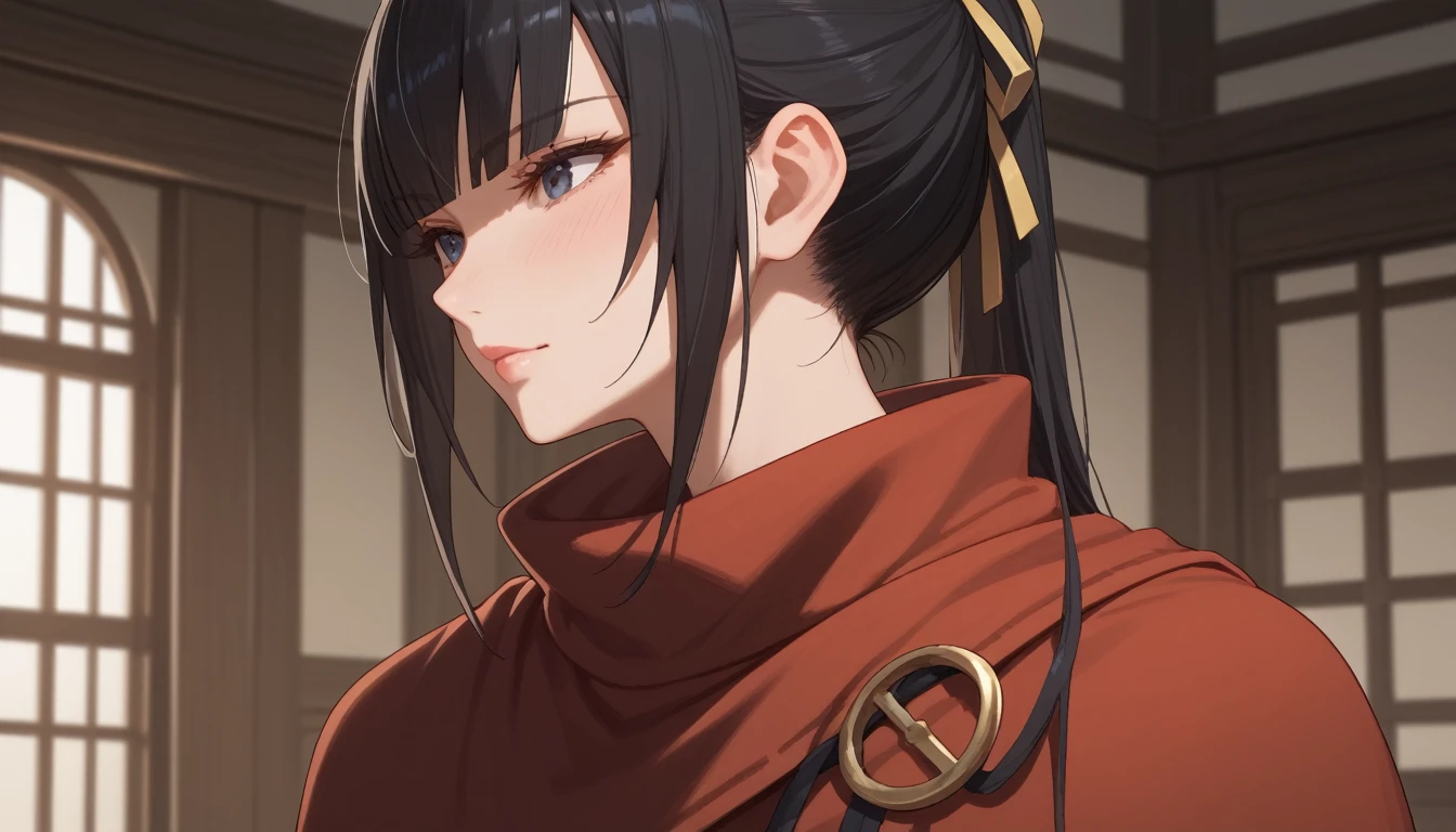 Score_9, Score_8_up, Score_7_up, Score_6_up, Score_5_up, Score_4_up, Source_anime, Tag1, Tag2, Quality_masterpiece, ((1girl, Narberal Gamma (Overlord), black hair)), Anatomically correct, Beautiful face, Perfect face, Highly detailed beautiful face and eyes, Attractive face, Detailed face, Delicate facial features, Detailed skin, hand behind back, ((cowboy shot, far shot)), 