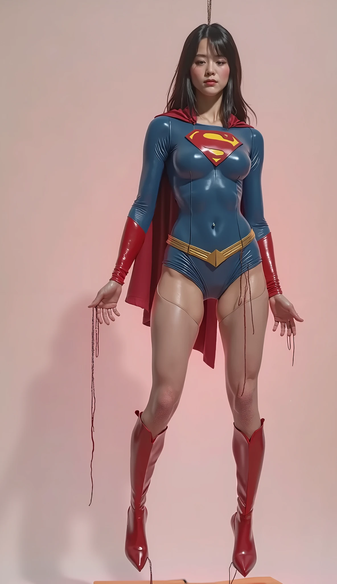 (((Full body view))), (((ELA TEM CABELOS LOIROS))), ((SUPERGIRL is on an asteroid in outer space, Emotional expression,expression of pain e desespero, gritando de dor, Expression of suffering, olhos arregalados)) , ((SUPERHEROINE SUPERGIRL is weakly standing, pernas abertas)), (Supergirl usando uma grande calcinha vermelha). ((SUPERGIRL tem cabelo muito loiro, ela tem cabelo longo)), ((SUPERGIRL wearing fishinet pantyhose)), ( she is barefoot), ((SUPERGIRL wearing a thick metal necklace around her neck )), (Your clothes are immoral, your clothes are indecent, your clothes are tight), ((Shibari, arms behind the back:1.4)), ((hands on back)), ((string constraint)), ((Inescapable restraint with ropes)), (obra-prima, melhor qualidade) 1.5, 1 garota, sozinho, (sexy, mulher bonita, rosto perfeito, olhos perfeitos) corpo inteiro, ((High definition face)), ((SUPERGIRL com olhos arregalados, boca aberta, expression of fear, expression of pain, despair expression, chorando muito, gritando de dor), (((full body view)))