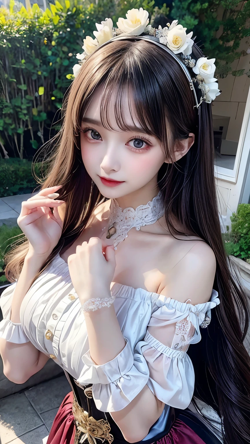 extreme close-up,1girl,(ultra detailed skin),curvy,,beautiful ,(large breastsskin,pointy breasts,erect ,(fantas,Highee quality,Hyperrealist portrait,(8k),ultra-realistic,best quality, high quality, high definition, high quality texture,high detail,beautiful detailed,fine detailed,extremely detailed cg,detailed texture,a realistic representation of the face,masterpiece,Sense of presence,Dynamic,bold),ponytail,(ultra thin hair),(ultra soft hair),(ultra straight hair:1.5),Swept long bangs,extra light coppery amber hair,hair over one eye,clothed,