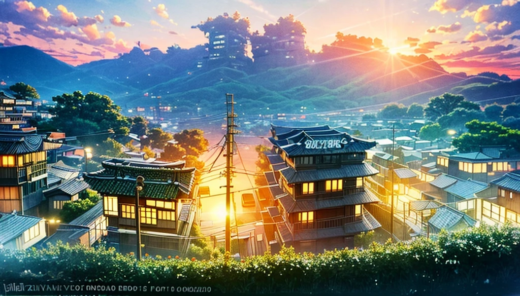 Positive Prompt: "Create a highly detailed, anime-style urban scene of a Japanese neighborhood at twilight. The sky should have shades of deep blue and purple with visible stars, while the buildings are illuminated with warm yellow and orange lights. Include traditional Japanese rooftops, narrow streets, and power lines crisscrossing the scene. Add neon signs in Japanese and soft glows from indoor lighting to evoke a cozy, nostalgic atmosphere. Ensure the overall lighting has a mix of natural and artificial hues to capture the serenity of early evening."

