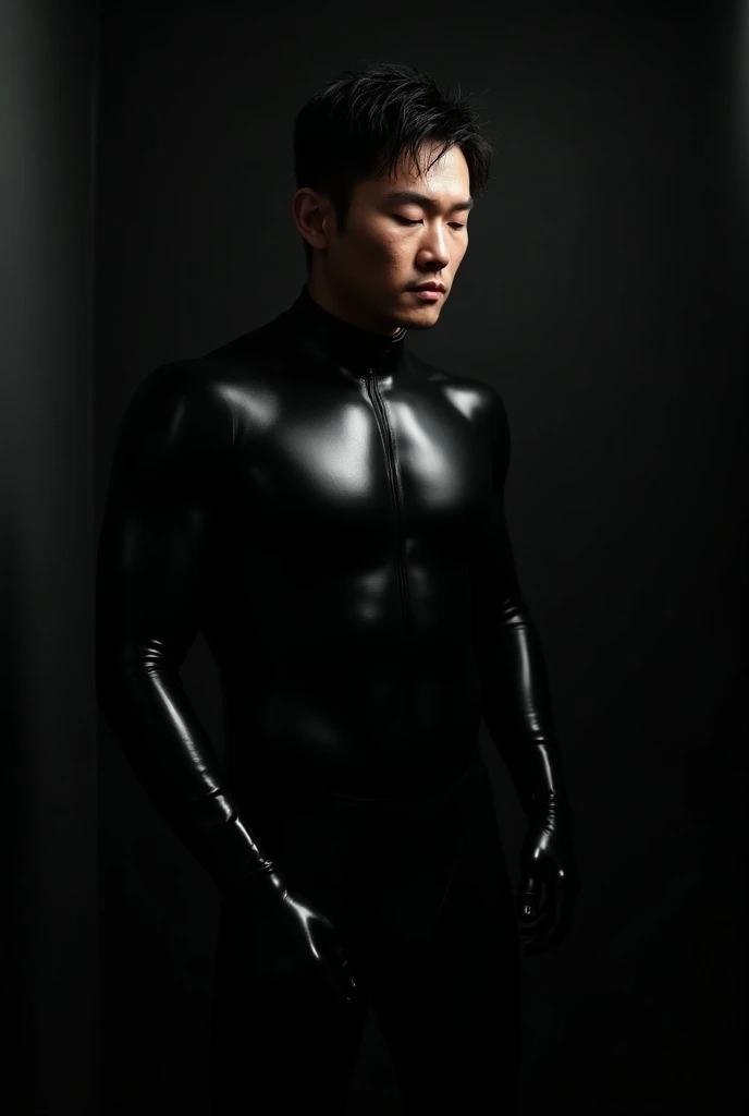 Japanese men,All-black Zentai,Sunburn,On the mattress,masterpiece,high quality,Realistic,photograph, 最high quality,Muscular、Friendship,Simple、Super Short Hair,Biceps ,Full Body Tights,Underarm,Shiny,Shaving 、athlete,naive,Simple,Black Hand,Rugby Club,Black Neck,Gay,Falling over,Lay down,Reaching for head,return,latex,Baby Face,smile,Sex,tongue