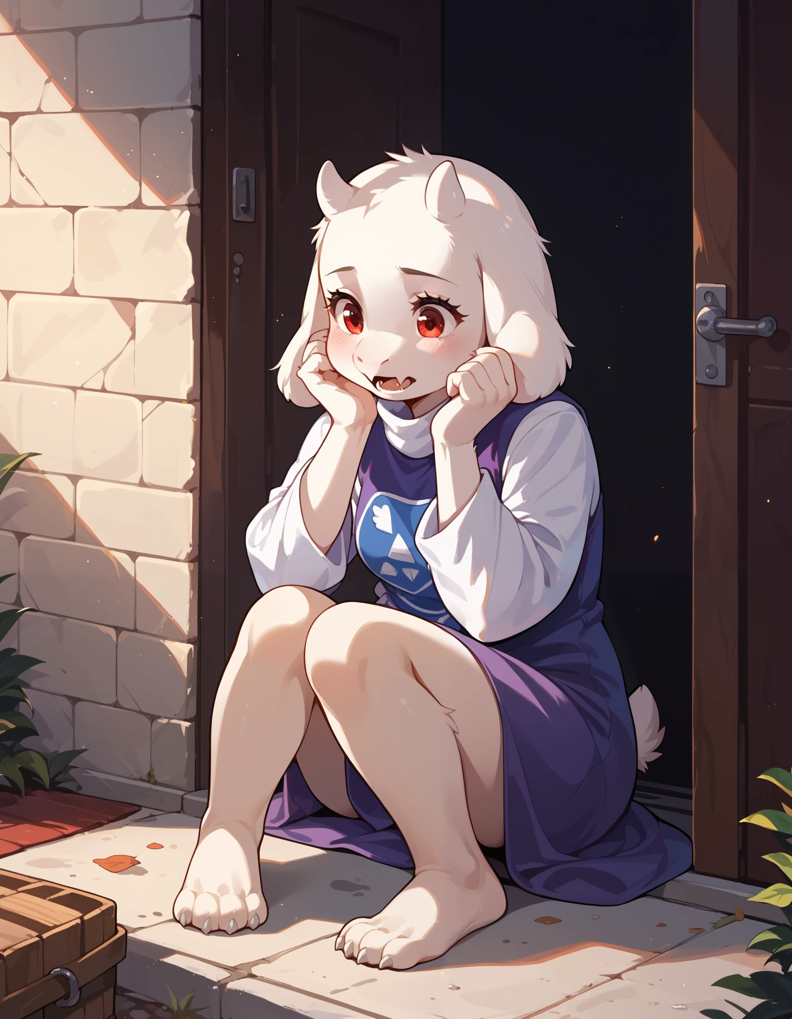 score_9,score_8_up,score_7_up, source_furry,, furry, fur whiter, 2D, BREAK, 1girl, solo, Toriel, young