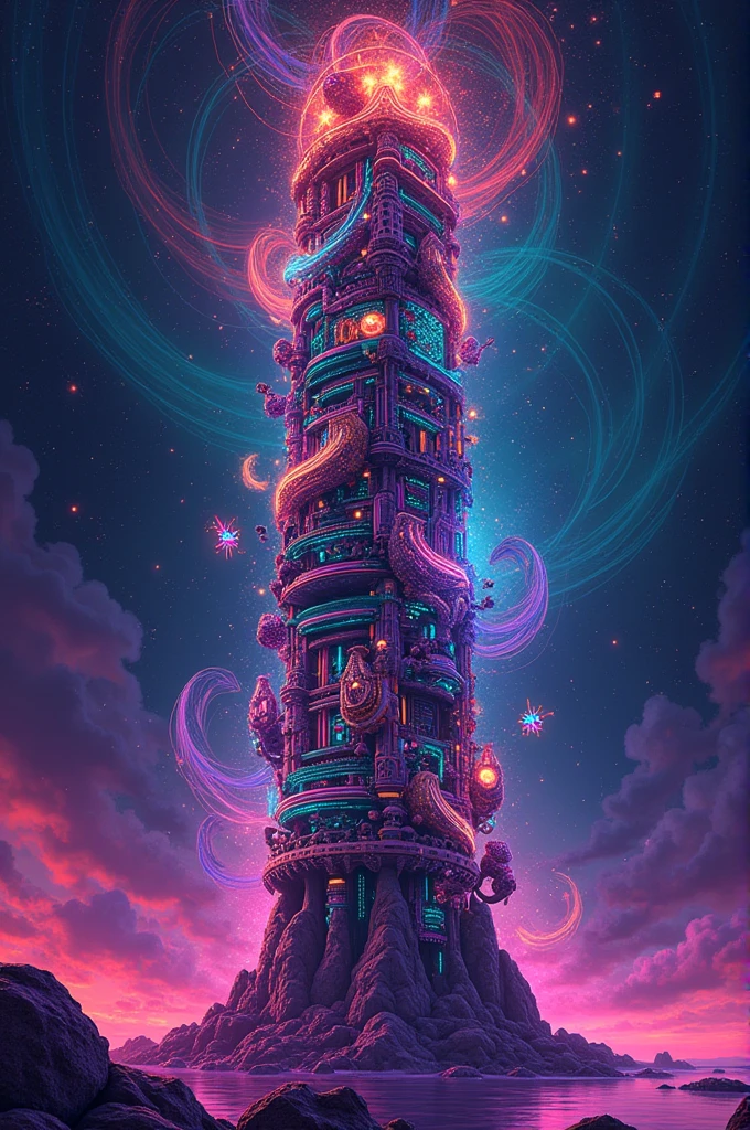 Dessin totem dans le style groovy techno