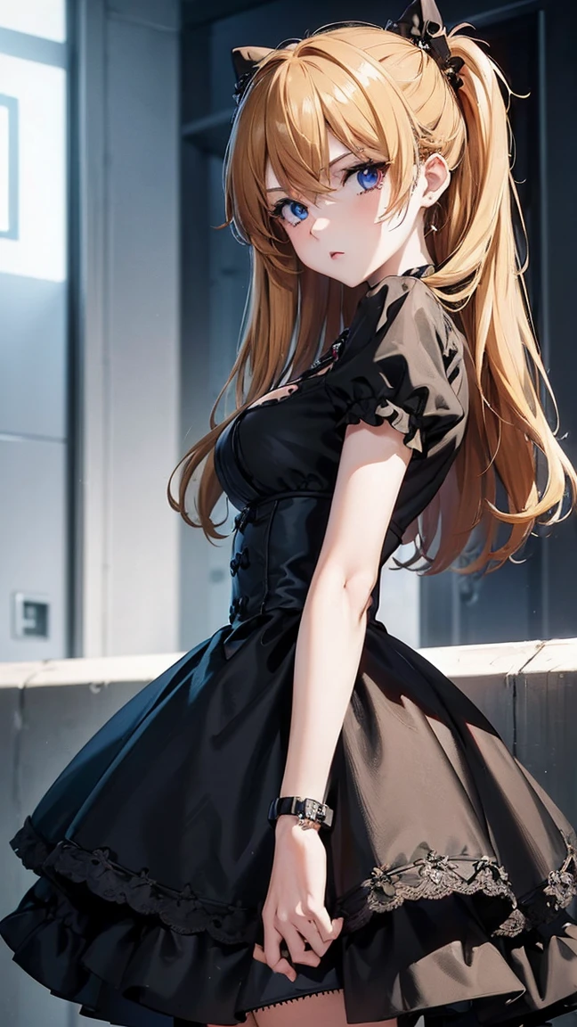 (Best Quality,masterpiece:1.2),(Anime Style,Comical noir style:1.1), 1 girl , Cute Style ,Adorable, very detailed eyes, face with extra detail, very fine hair ,8k,resolution, Gothic Dress,Gothic Punk