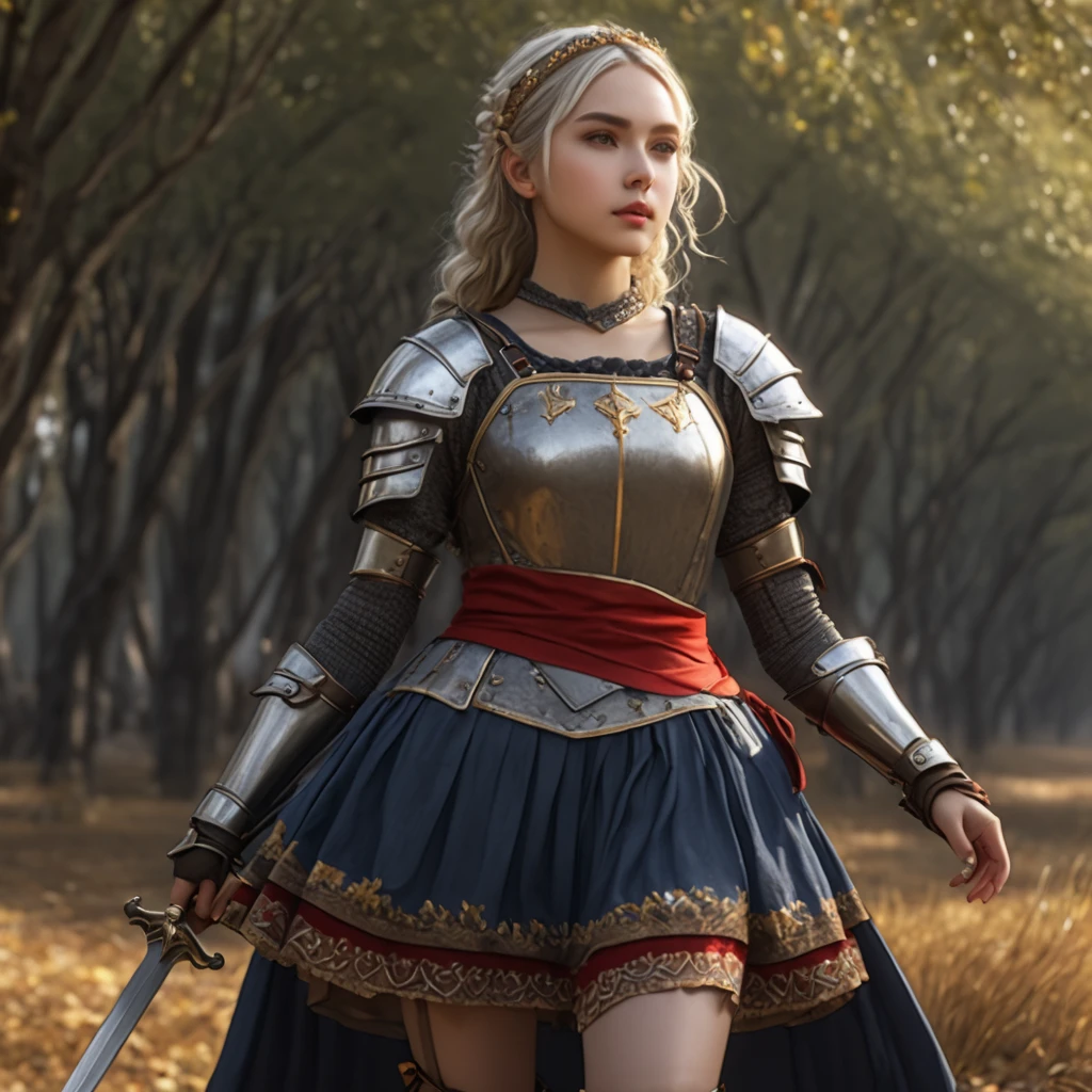 (   Highly Detailed CG Octane Rendering 8K Wallpaper ),   World's Most Beautiful Artwork  ,   Long Spear with a Flag , Complex,   high detail, ８ year old girls , Gold embroidery,  Medieval Long Cotton Dress （With panniers）, cotton cloth,   raise skirt  , Strong winds, Transparent slip, Translucent Tights  , Peeking from below, Best Quality, Disarray of clothing,   lies down, underwear,   show off your thighs, knight , Skirt lining, Bloomers、Leather Armor、 with a flag attached to a long spear 
