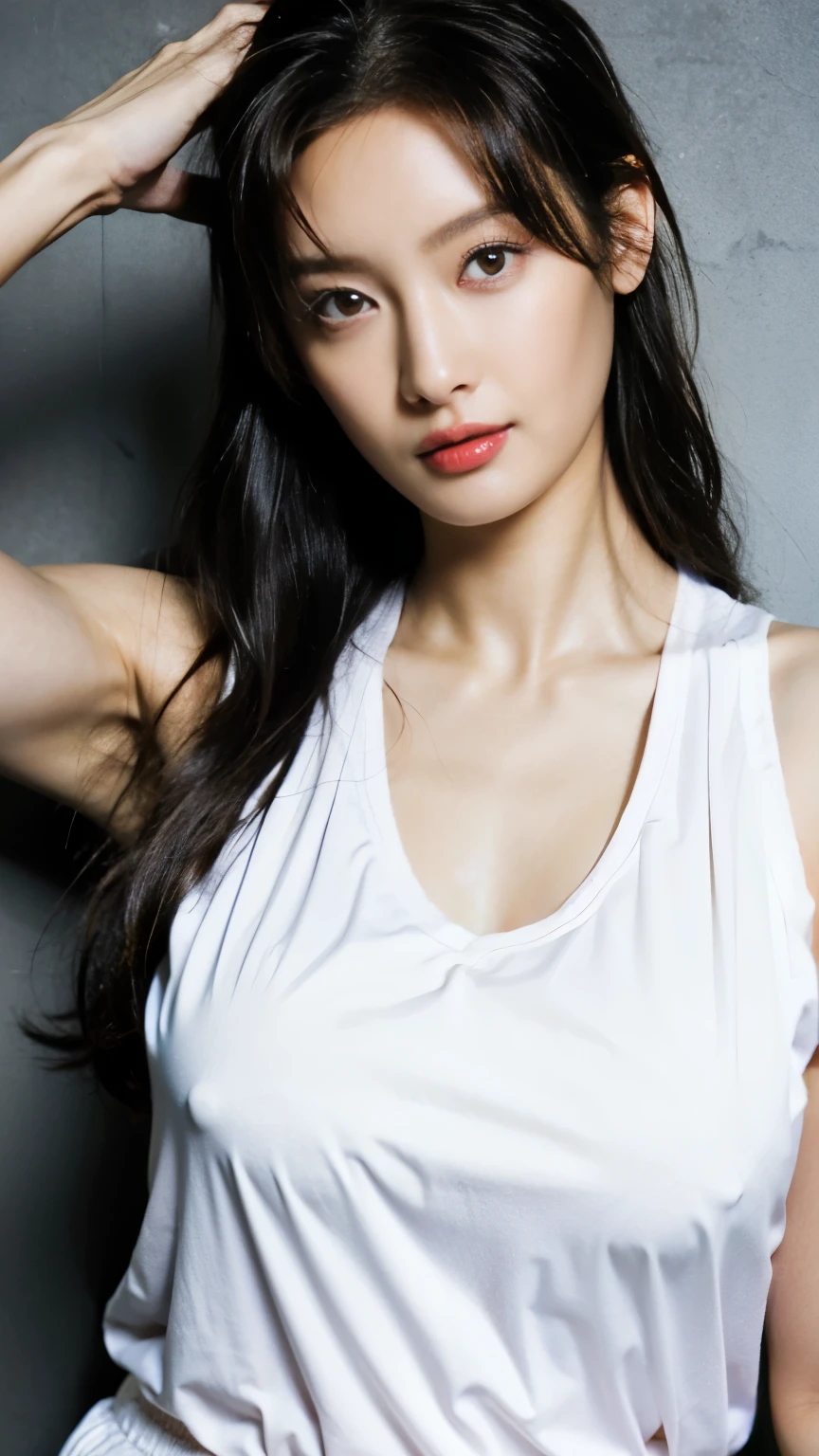 Arafed asian woman in white top posing for a picture - SeaArt AI