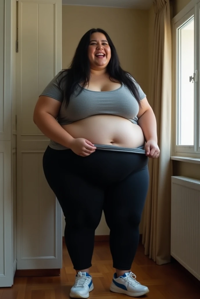 Extremely pregnant obese female cleaner