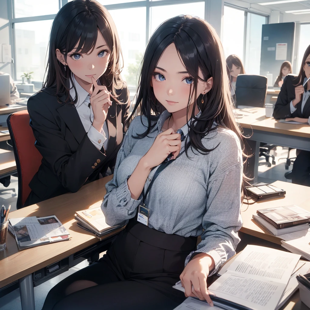 (masterpiece, best quality), best resolution, (3heads:1.5), 1girl, scratching own head, grabbing own hair, frustrated, teeth grit, eyes closed, brown hair, sitting at library table, studying, black jacket, white shirt, library
