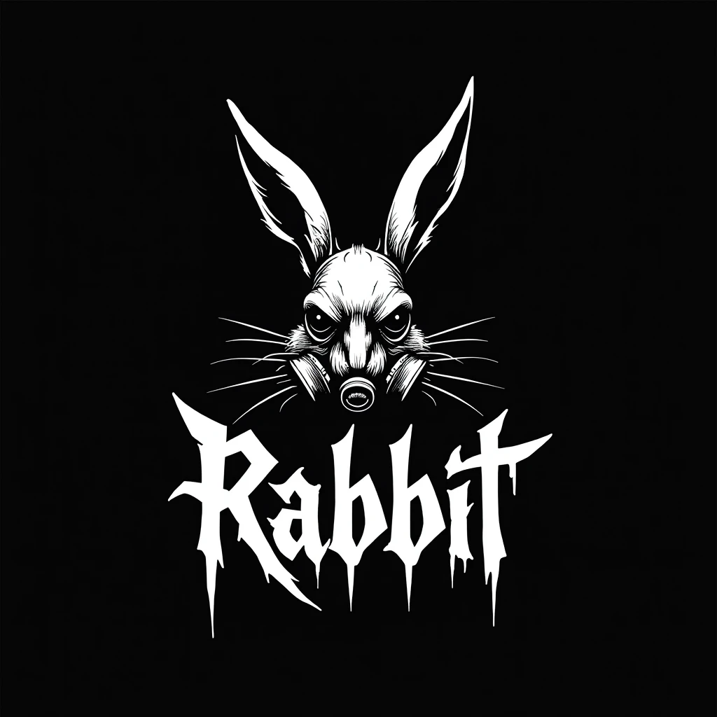 Create a bold, graffiti-style font that reads 'Bad Rabbit' with a distressed texture. The design should include small star and skull symbols scattered around the text