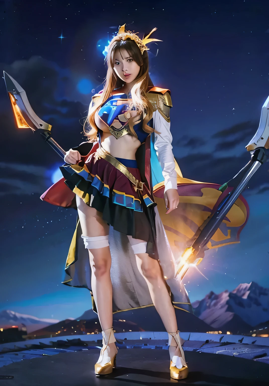Woman body set big breasts, Supergirl costume dress