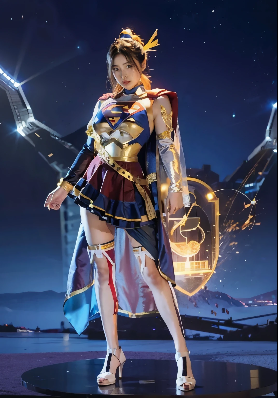 Woman body set big breasts, Supergirl costume dress