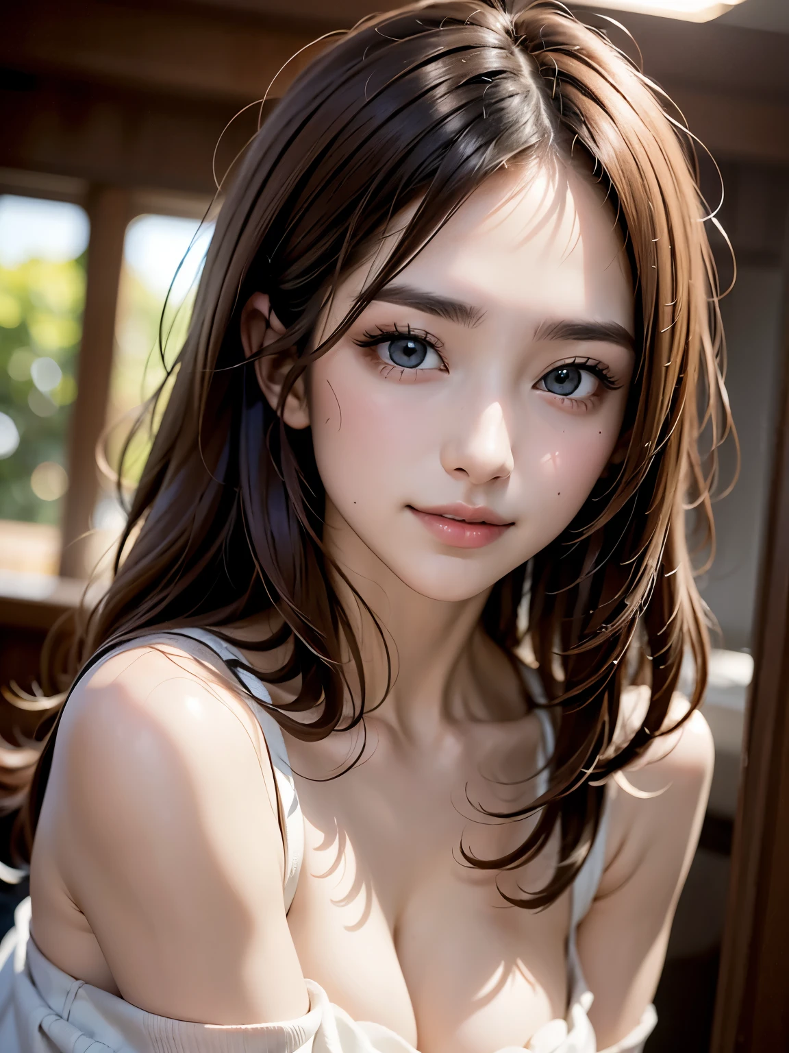best quality, masterpiece, (realistic:1.2), 1 girl, brown hair, brown eyes,Front, detailed face, beautiful eyes