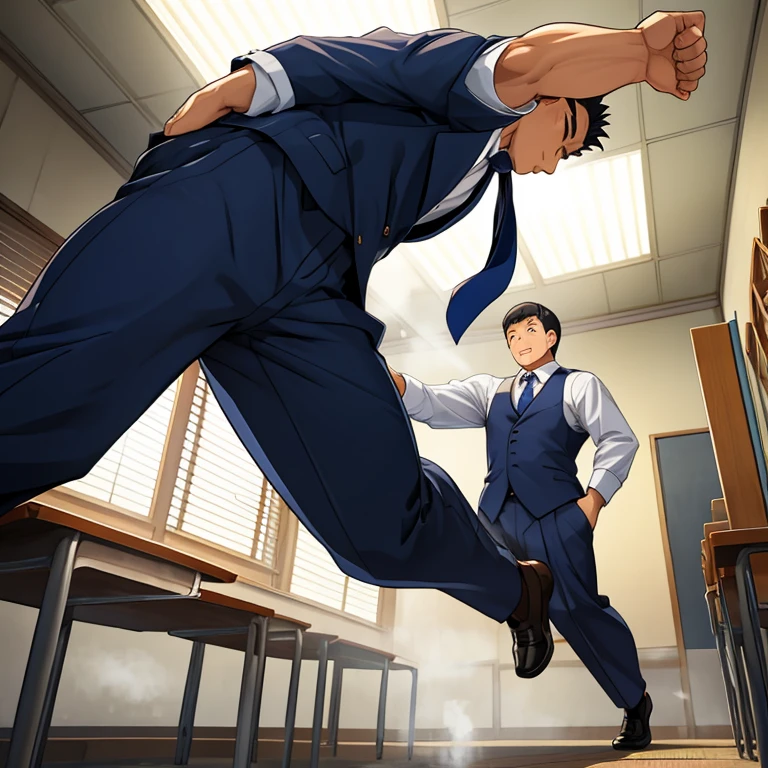 A gentleman young boy fight with colleague