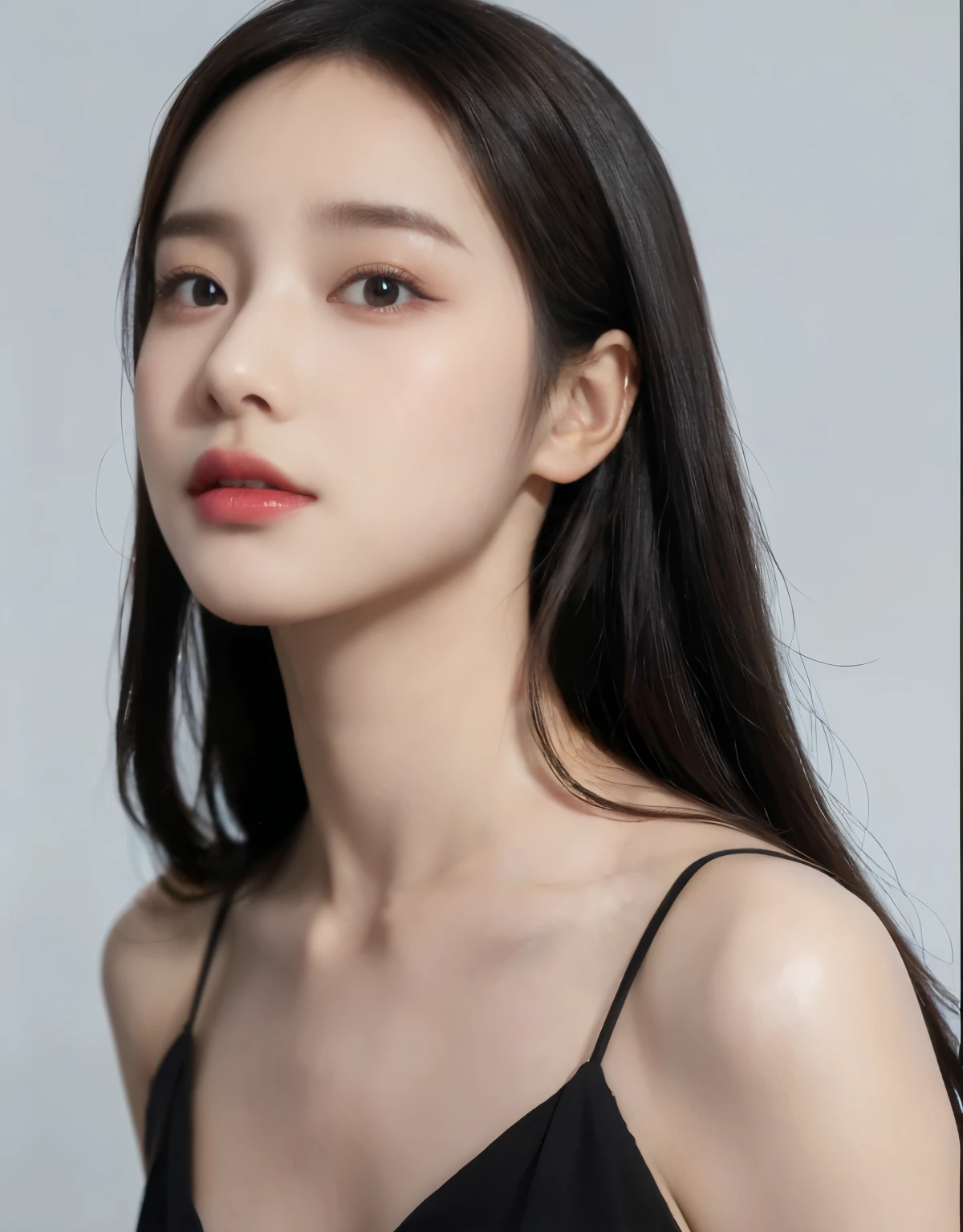 looking at the audience, light makeup, Realism, photo-hyper-realistic, Professional color correction, 10, F2.4 apertures, 35mm lens., realistic realistic face, Includes only the facial area..,Skincare style,Korean girl, 20 years old