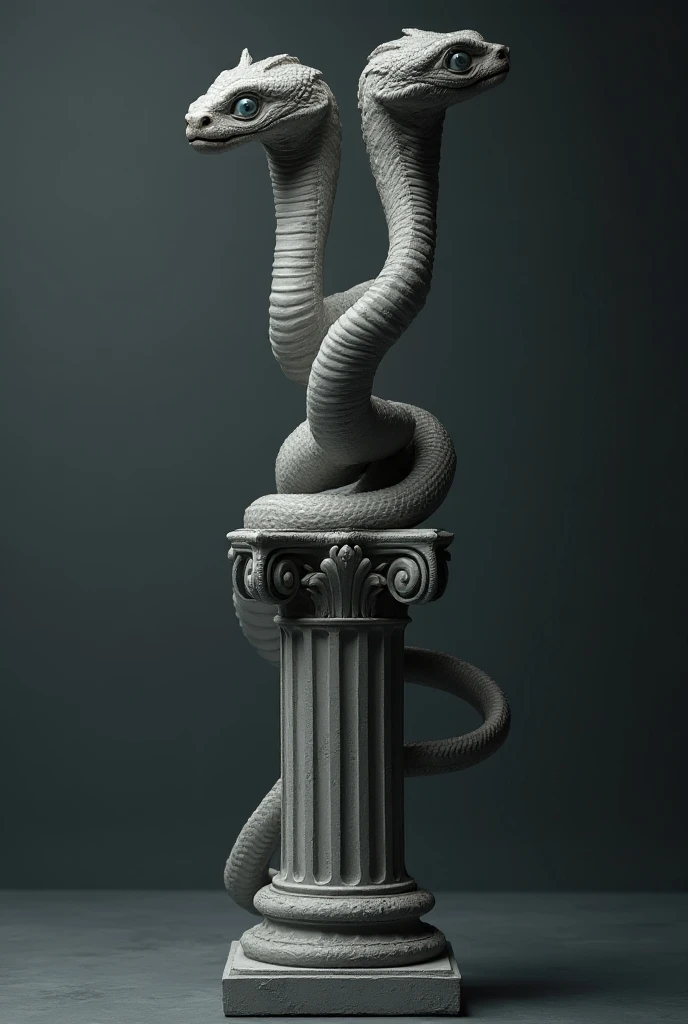 Black Cobra Basilisk, in a red-lit underworld tower, wrapped around a statue of Aphrodite
