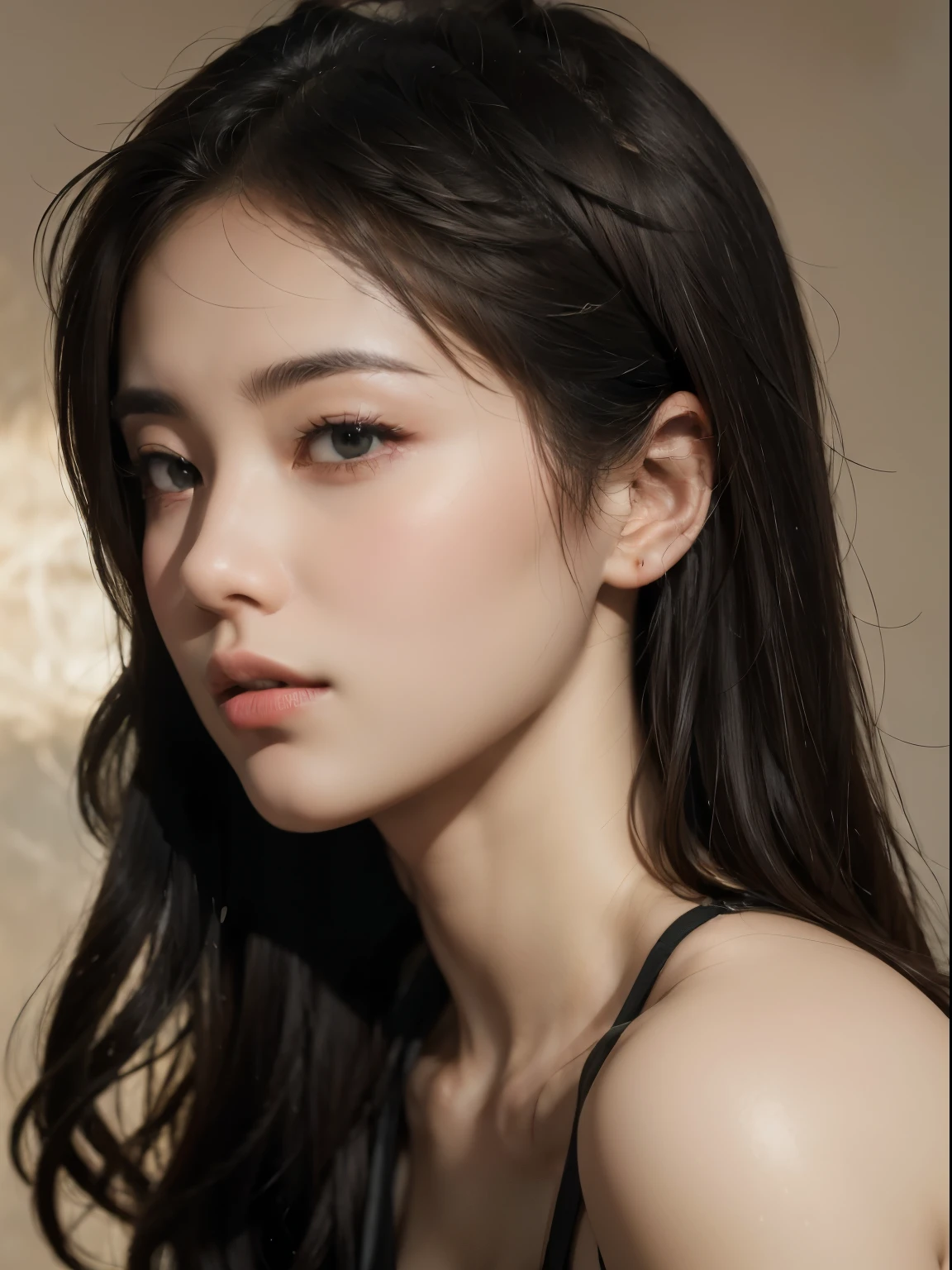 ( masterpiece, top quality, best quality,8k, girl,ultra detailed,raw photo:1.5),(photorealistic:1.4), (black hair:1.5), (cinematic lighting), PerfectNwsjMajic, , Surrealism, UHD, ccurate, Super detail, textured skin, High detail, Best quality, dynamic angle, White skin,[Beautiful blue eyes], high nose,[flat chest:large breasts:0.5],(1girl),((good anatomy,muted tones:0.5)),