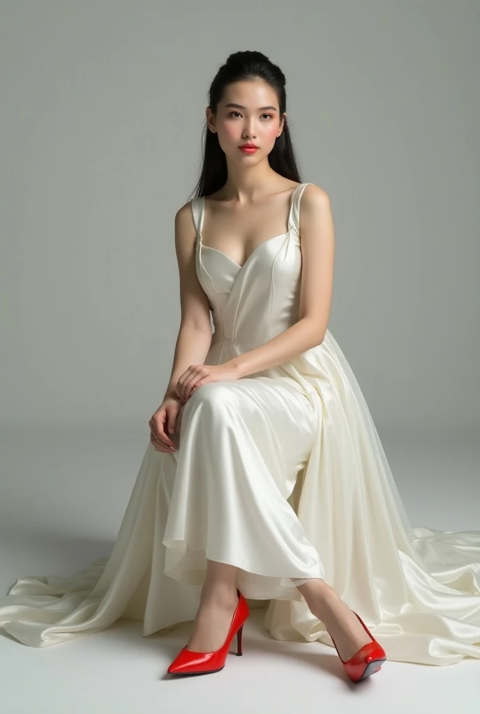 "The third princess is depicted in a quiet, peaceful room. Suddenly, the faint sound of someone grinding spices reaches her ears, and her expression turns to one of pain. Visible blisters form on her hands and feet. The room has soft, calming colors, contrasting with her discomfort."