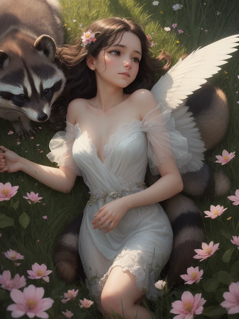 naked woman with penis, breasts, cat ears, cat tail, and paws for feet full body picture in anime style.