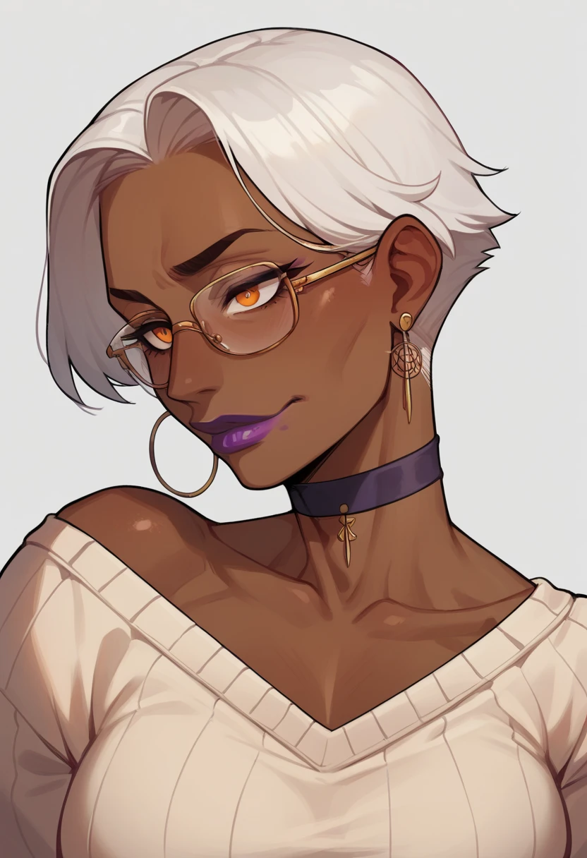 ((best quality)), ((masterpiece)), (detailed), 1girl, mixed race girl, African American + Caucasian girl with lighter skin, young woman, beautiful, skinny, white hair, modern western attire, dark cloak, wearing casual clothes underneath cloak, black pants, 2024 style corset top (modern look, no shirt underneath), 