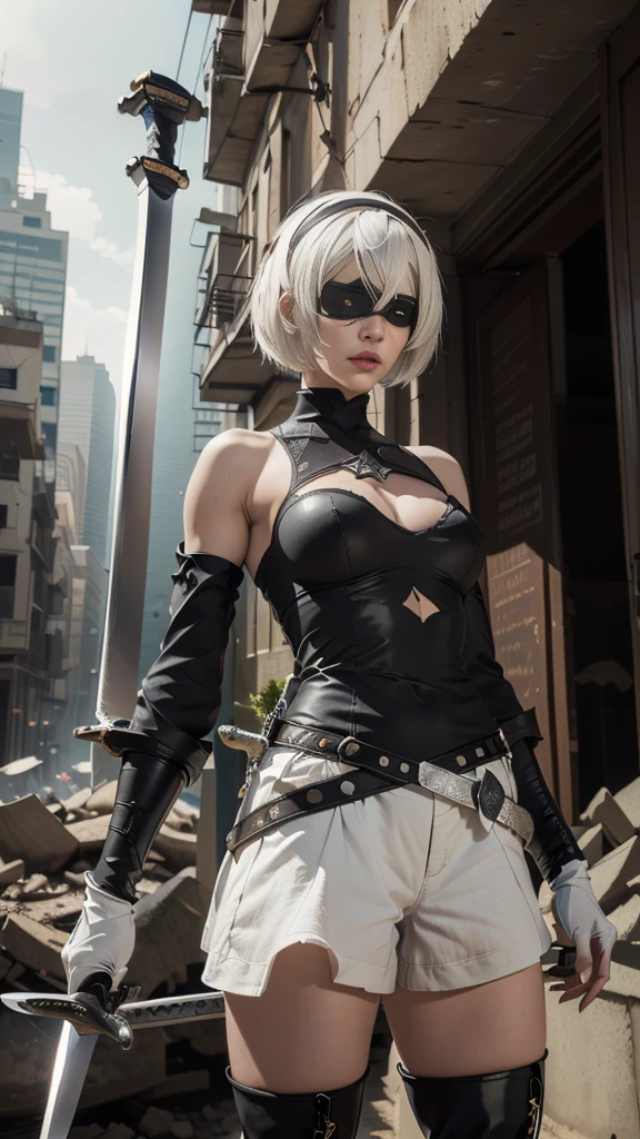 gwen tennyson,yorha 2b,tracer,y'shtola rhul,Supervision,Credo del asesino,de cerca,Venecia,Techo,tatuajes,traje blanco y rojo,top victoriano de manga corta blanco,sudadera con capucha larga asesina blanca y roja,leggings de lycra,corset harness,cabello corto,maquillaje punk,ojos verdes,cabello plateado multicolor, guantes militares,sonrisa sexy,pecas,hermosa chica,botas hasta las rodillas,pechos grandes,8k,ultra detallado,realista,arte de fantasia,Uniforme de asesino, horquilla para el cabello,perforaciones en las orejas,(clima:ventoso),1 chica, dagas asesinas,corriendo en el techo,