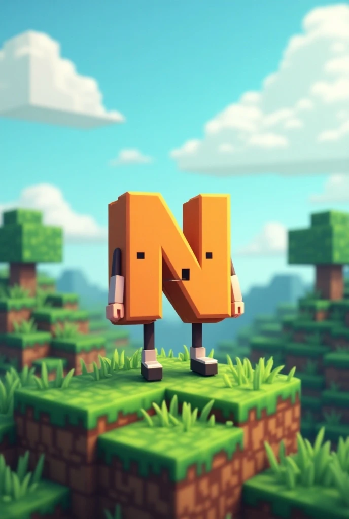 Give me an avatar in the style of 2D graphics on the theme of the letter N and minecraft