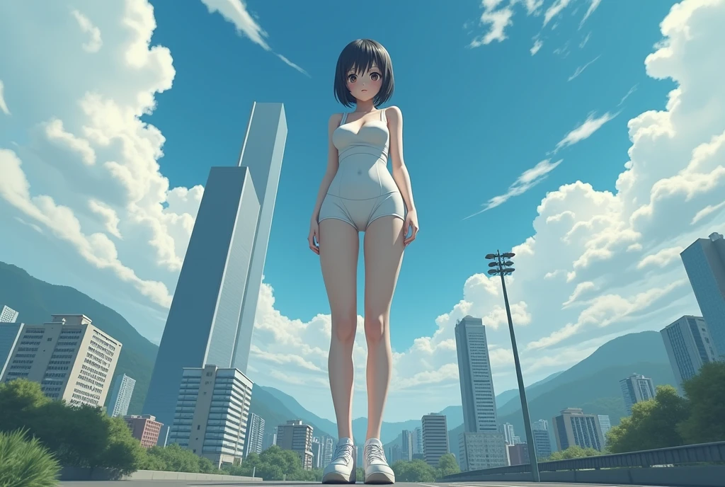 human, ((1girls)), 27 years old, beautiful, Short Hair, black hair, black eyes, black Bikini very medium , L cup breasts, ((white skin)), 1m75, deserted, ((Takeda Hiromitsu style)), (Masterpiece, Best quality, High quality:1.4), (Curvy:1.1), (Full body shot:1.1), (Large breasts:1.1), cleavage, Big ass, Thighs,