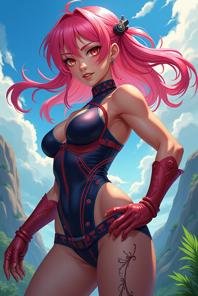 There is a woman with scarlett johansson face, hair half pink and half blue, and a black top, Alena Aenami and Artgerm, anime badass 8K, inspired by Rossdraws, model IG | ArtGerm, 8K High quality detailed art, Deviantart ArtStation CGScosiety, ArtGerm extremely detailed, Ilya Kuvshinov. 4 k, artgerm style, full body, background color display, --auto --s2