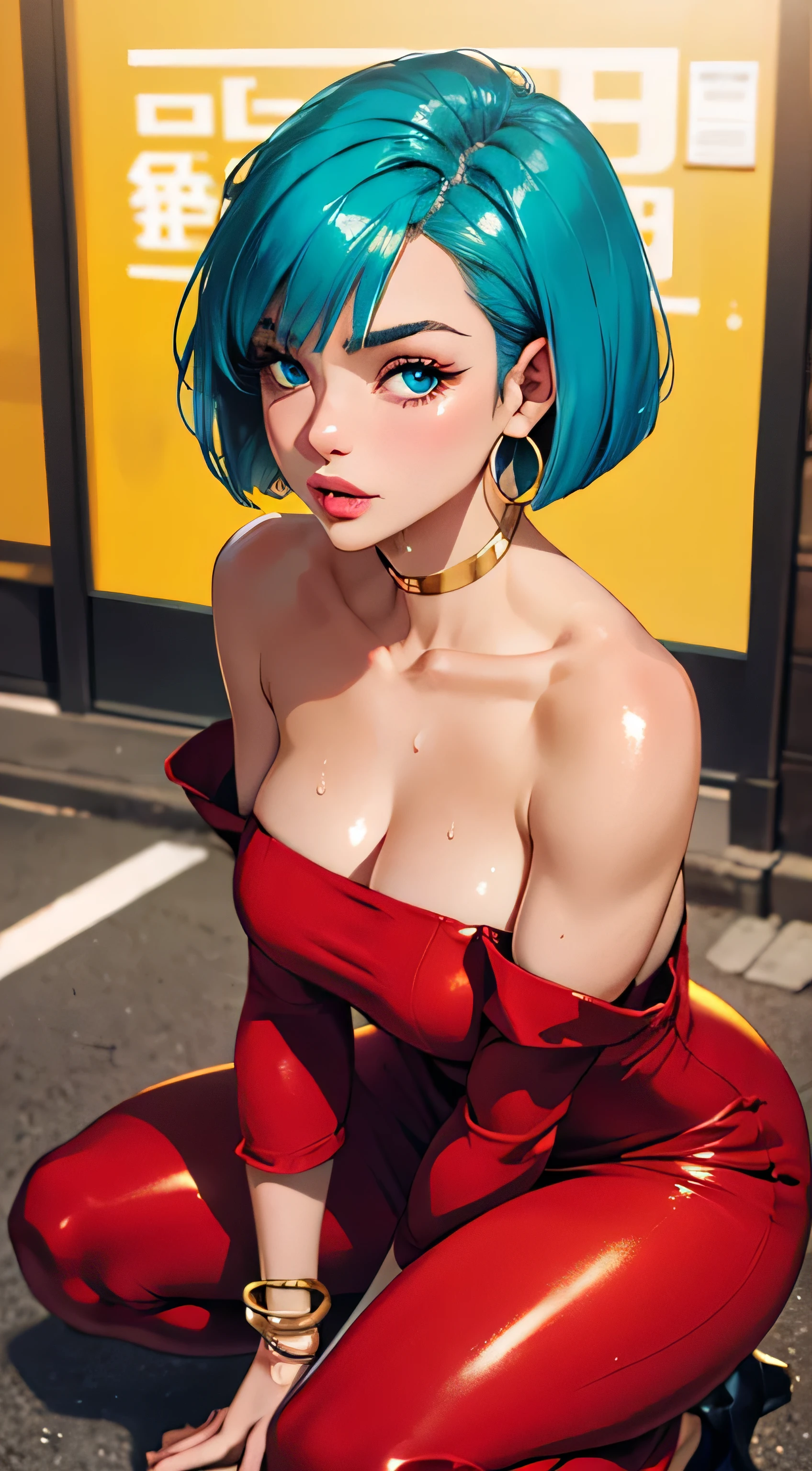 (((完美figure,figure,collared shirt,Hundred wrinkle skirt,tie,(((bulmadbzreddress,aqua hair, short hair, blue eyes, earrings))),(((wide hips)))))),((masterpiece)),high resolution, ((Best quality at best)),masterpiece,quality,Best quality,((( Exquisite facial features,looking at the audience,There is light in the eyes,Happy))),(((Interlacing of light and shadow,huge ))),(((looking into camera,from below,look up,sit astride)))