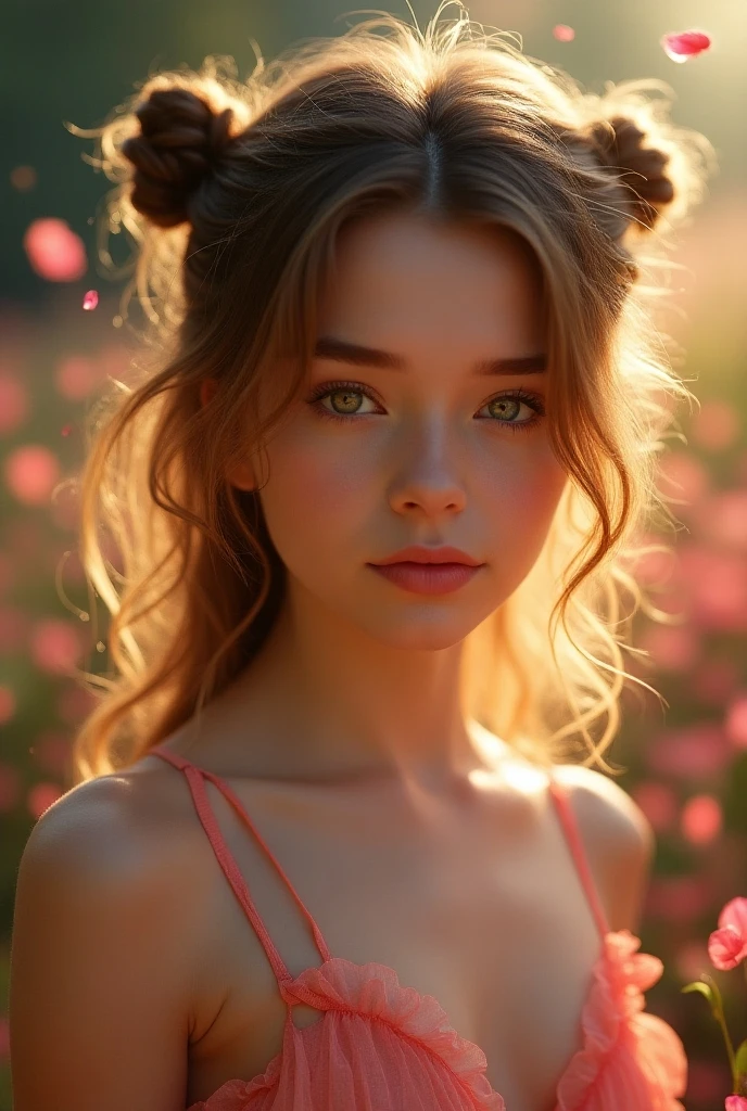 sexy european girl with a bouffant hairstyle, taking a deep breath, slightly asymmetrical face, slight smile, thick prominent collarbones, drooped shoulders, dressed in sexy erotic lingerie, masterpiece, best quality, intricate detail, rayleigh scattering, colourful, bokeh, professional photography, depth of field, lens flare, camera artefacts.photoreal