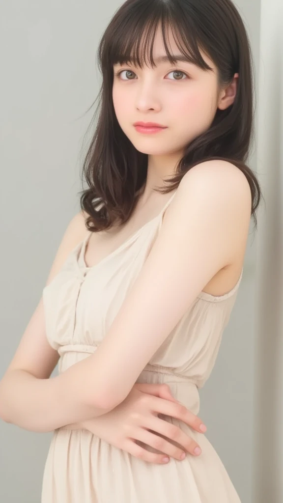 Kanna Hashimoto,One Woman、beautiful、Perfect looks、Pale turquoise eyes:1.3,((large breasts))、Perfect balance,(Please redeem: 1.1), (Realistic: 1.1), (photograph: 1.1), (Very detailed: 1.1),((NSFW)), ((beautiful nipples)),((Completely naked))