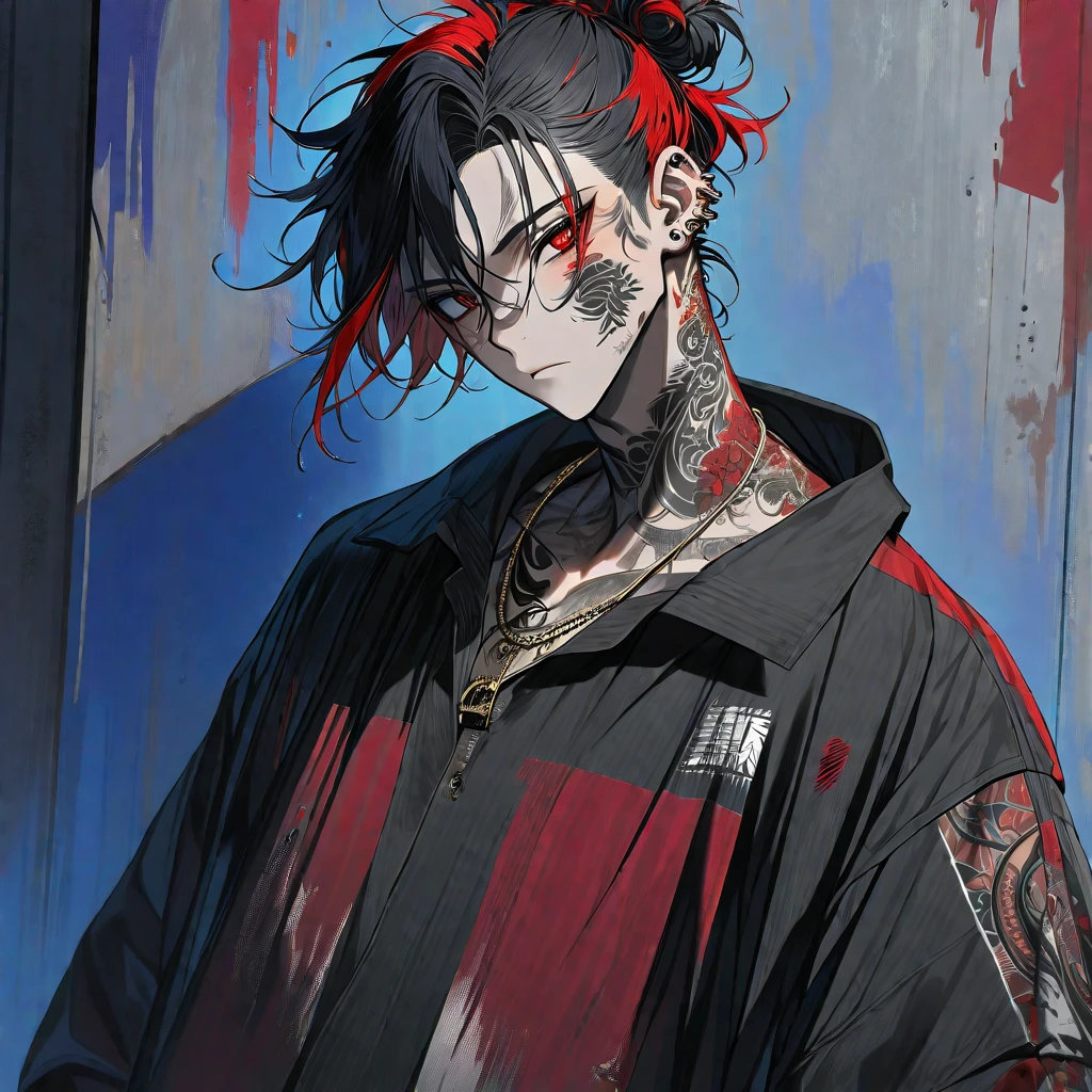 young Male, Blood mage, tribalistic tattos, contemporary clothes --auto