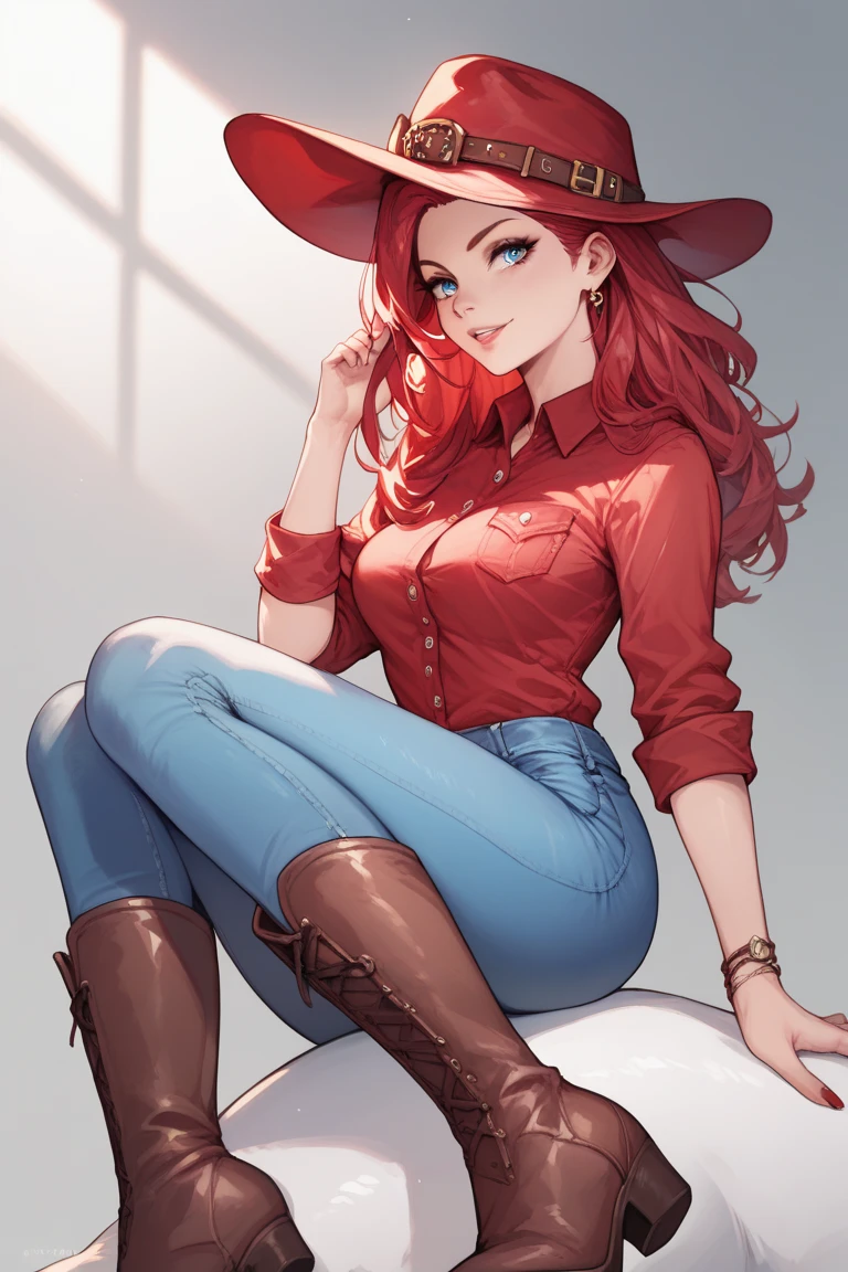 Just one girl,Best quality, 4k, high resolution, body stuck dress, perfect smile, gorgeous, light skin, ahegao face(hentai face) ,red hair, long gorgeous hair,
Wearing white office shirt, wearing skinny jeans,clothes are stuck in body, bodyfit outfit,1 girl, solo, seductive look, elegance and charm, (masterpiece, best quality, high resolution), looking at the viewer, standing, (intricate and beautiful:1.2), (detailed light:1.2), (soft light, side light), (high resolution textures, outdoor, Burmese girl, wearing gorgeous jewelary, wearing harness over the outfit ,outdoor background, sun light, attractive, sexy, mature and hot, young,(masterpiece:1.3), (disorganized:1.3), (highest quality:1.3), perfect anatomy, detailed face, front view, perfect right hands, looking at viewer, (Super detailed:1.3), (best shadow:0.7), (treated hair), fine eyes, beautiful eyes, young aged woman, alone, standing, crystal earrings,closed_mouth, , outdoors,Thick thighs, arrogant face, small