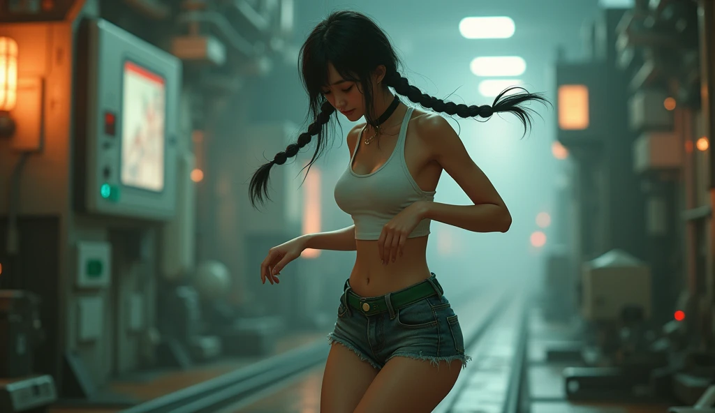 Braided Hair、Panty exposure、Butt Emphasis、Wearing a turquoise baseball cap, She lifts her miniskirt to show off her panties((Highest quality))Face Real、(1. Glowing Skin.4)Extreme close-up from below(((sexy)))((masterpiece)、(1. Glowing Skin.1.4)Thigh Emphasis、((Amusement park at night、))、((()))'、((Wearing a red tank top))(Wearing a thin, Tight mini skirt、)(Wearing grey panties)Black bob hair、sexy pose、、Breast enlargement、(Various poses)
